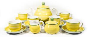 Set in ceramica 6 tazze con piattino, 1 brocca con coperchio, 1 zuccheriera e 1 lattiera
