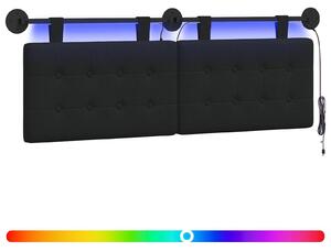 Testiera sospesa Con luce LED Nero Tessuto