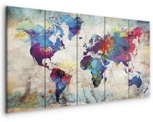 Quadro World Map Cracked Wall