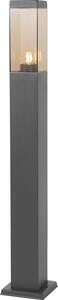Lampada da terra moderna, grigio scuro con vetro fumé, 80 cm, Malios