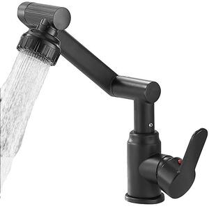 Miscelatore per lavabo, da montare a parete, con acqua calda e fredda, finitura nera opaca