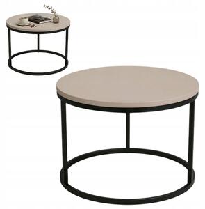Tavolino EstiloHome ORI, rotondo, diametro 60 cm, rivestito in tessuto effetto cachemire – tavolino ausiliario con struttura in metallo
