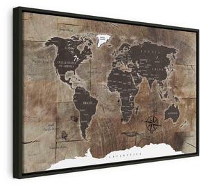 Quadro World Map: Wooden Mosaic