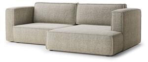 Divano angolare beige allungabile/con contenitore (con penisola a destra/con chaise lounge) con rivestimento in ciniglia Velto – Maison de Rêve
