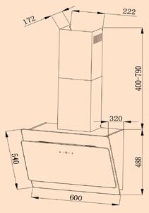 Klarstein Aurica 60 - Cappa aspirante, 60 cm, 600 m3/h, LED, Touch, vetro
