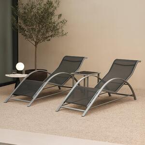 Set di mobili da giardino Binetto 3 pezzi composto da tavolo e sdraio Set da salotto per balcone, terrazza, piscina e giardino Mobili da esterno grigio - nero