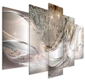 Quadro Modern Dandelions (5 Parts) Beige Wide