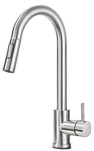 Rubinetto da cucina, con doccetta estraibile, design a leva singola, finitura in nichel spazzolato