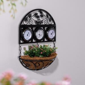 Stazione meteorologica con vaso da fiori, circa 26 x 8 x 32 cm