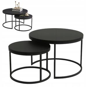 Set di tavolini EstiloHome DUO, forma rotonda, 80/60 cm, colore nero – set di 2 tavolini