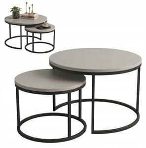 Set di tavolini EstiloHome DUO, forma rotonda, 80/60 cm, tessuto effetto cachemire – set di 2 tavolini