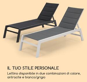 Blumfeldt Renazzo Lounge Sdraio 70/30 PVC/PE Alluminio 6 Livelli bianco/grigio
