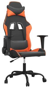 Sedia da Gaming Massaggiante Nero e Arancione in Pelle finta