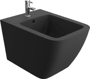 LAVITA Bidet universale da parete Onil Black con foro per rubinetto e protezione anti-traboccamento in Vetroceramica | Lavabo da incasso a parete | Igienico e facile da pulire | 35,5x51x32,5 cm |