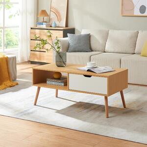 Tavolino 'Bordkak' con cassetto 100 x 48 x 45 cm effetto rovere / bianco