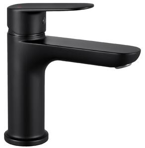 Miscelatore per lavabo, monocomando, struttura in lega di zinco resistente, colore nero, acciaio inossidabile, attacco G3/8
