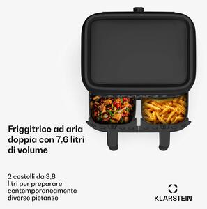 Klarstein VitaFry Duo - Friggitrice ad aria calda, 7,6 litri, 2 zone di cottura, 6 programmi