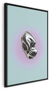 Quadro - Metallic Form - Abstract Sculpture on a Mint Background with a Purple Halo