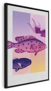 Quadro - Fish in Pastels - Stylized Fish Against Gradient Shapes