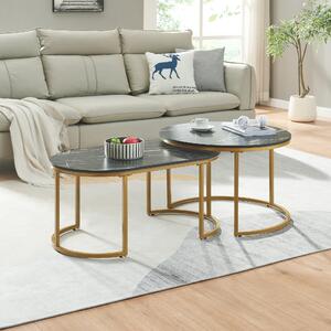 Set tavolo 'Oppeerg' set di 2 strutture in metallo effetto marmo, nero/oro