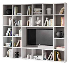 MOBILI 2G - Libreria porta Tv moderna frassino bianco - Salotto L261 P30 H218