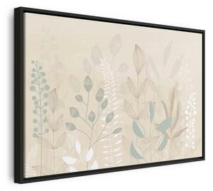 Quadro - Morning in the Meadow - Various Pastel Plants on a Beige Background
