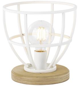 Lampada BRILLANTE Matrice Lampada da tavolo in legno 25cm bianco opaco | 1x G95, E27, 60W, adatta a lampade standard (non incluse) | Scala da A++ a E | Con interruttore a cavo intermedio