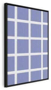 Quadro - Lines and Symmetry - Expressive White Grid on a Blue Background