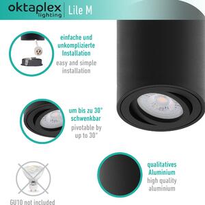 Oktaplex 3 pezzi cornice per faretto da superficie GU10 / moduli LED nero Faretto da soffitto