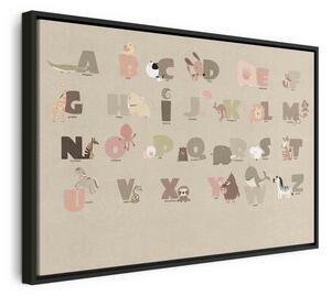 Quadro - Alphabet at the Zoo - Joyful Animals and Their Names on a Beige Background