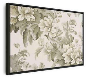Quadro - Retro Vintage Flowers in Delicate Cream and Green Colors