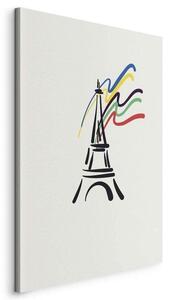 Quadro - Eiffel Tower and Colorful Ribbons