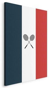 Quadro - Black Badminton Rackets Against the Backdrop of the French Flag