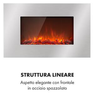Klarstein Lausanne Luxe - Camino elettrico, 2000 W, 2 livelli riscaldanti, 90 cm, acciaio inox