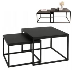 EstiloHome Set di tavolini ORI SQUARE, quadrati, 70/60 cm, neri – Set di tavolini