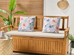 Set di 2 cuscini da esterno in tessuto di poliestere blu con motivo floreale 45 x 45 cm giardino terrazzo eleganti Beliani