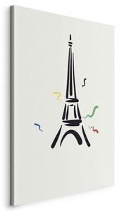Quadro - Black Graphic Drawing of the Eiffel Tower on a Cream Background