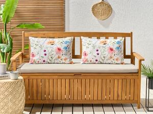 Set di 2 cuscini da giardino per esterni tessuto di poliestere multicolore con motivo floreale 40 x 60 cm esterno giardino Beliani