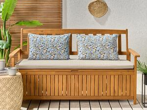 Set di 2 cuscini da esterno in poliestere blu 40 x 60 cm Cuscino rettangolare con stampa floreale da giardino e patio Beliani