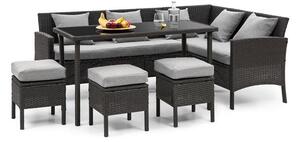 Blumfeldt Titania Dining Lounge Set Mobili da Giardino nero/grigio chiaro