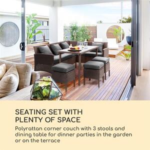 Blumfeldt Titania Dining Lounge Set Mobili da Giardino marrone/grigio scuro