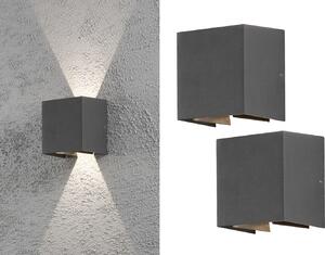 Set di 2 luci LED da esterno antracite Up & Down illuminazione della facciata casa muro giardino