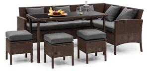 Blumfeldt Titania Dining Lounge Set Mobili da Giardino marrone/grigio scuro