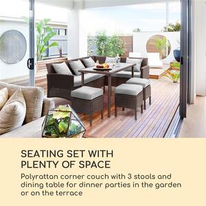 Blumfeldt Titania Dining Lounge Set Mobili da Giardino marrone/grigio chiaro