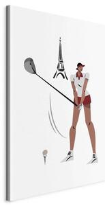Quadro - Female Golfer With the Eiffel Tower in the Background - Illustration
