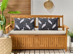 Set di 2 cuscini da giardino in tessuto di poliestere nero motivo uccelli 40 x 60 cm resistente all'acqua Beliani