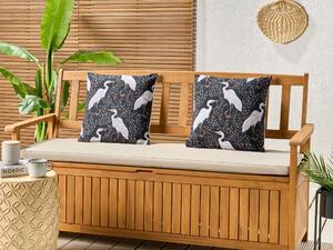 Set di 2 cuscini da giardino in tessuto di poliestere nero motivo uccelli 45 x 45 cm resistente all'acqua Beliani