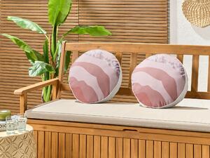 Set di 2 cuscini da giardino per esterni in poliestere con motivo astratto rosa ⌀ 40 cm fodere resistenti all'acqua Beliani