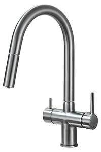 Miscelatore da cucina, con doccetta estraibile, monocomando, colore grigio
