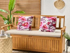 Set di 2 cuscini da giardino in poliestere bianco e rosa con motivo floreale 45 x 45 cm Rettangolare Moderno per esterni Resistente all'acqua Beliani